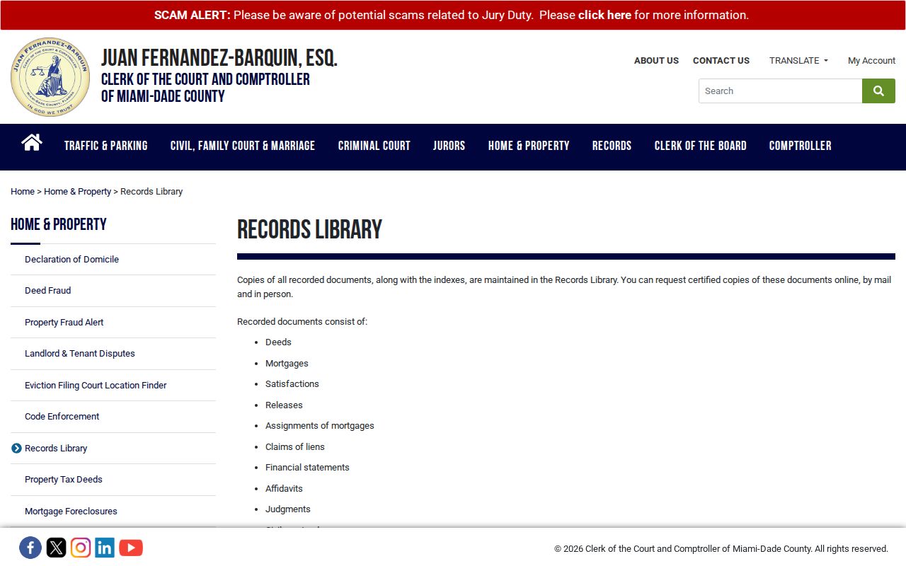 Coral Gables street directory older deed research at the Records Library